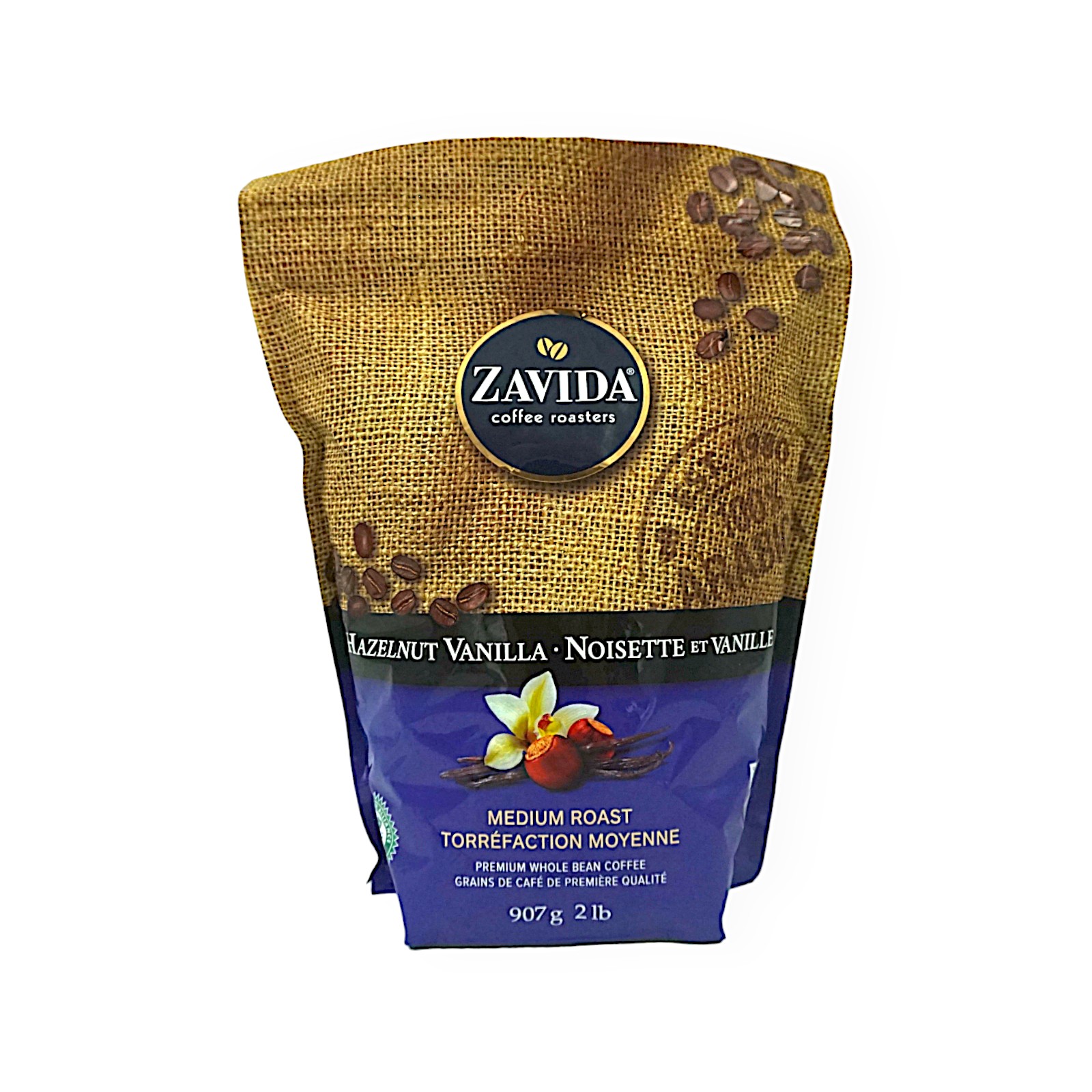 ザビダコーヒー ヘーゼルナッツバニラホールビーンコーヒー 907g