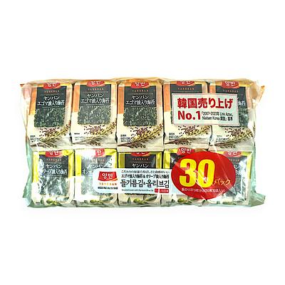 ヤンバン エゴマ油入り/オリーブ油入り15袋ずつ 韓国海苔計30パック×6セット 楽天市場】＊☆セール☆【】202212両班 ヤンバン コストコ